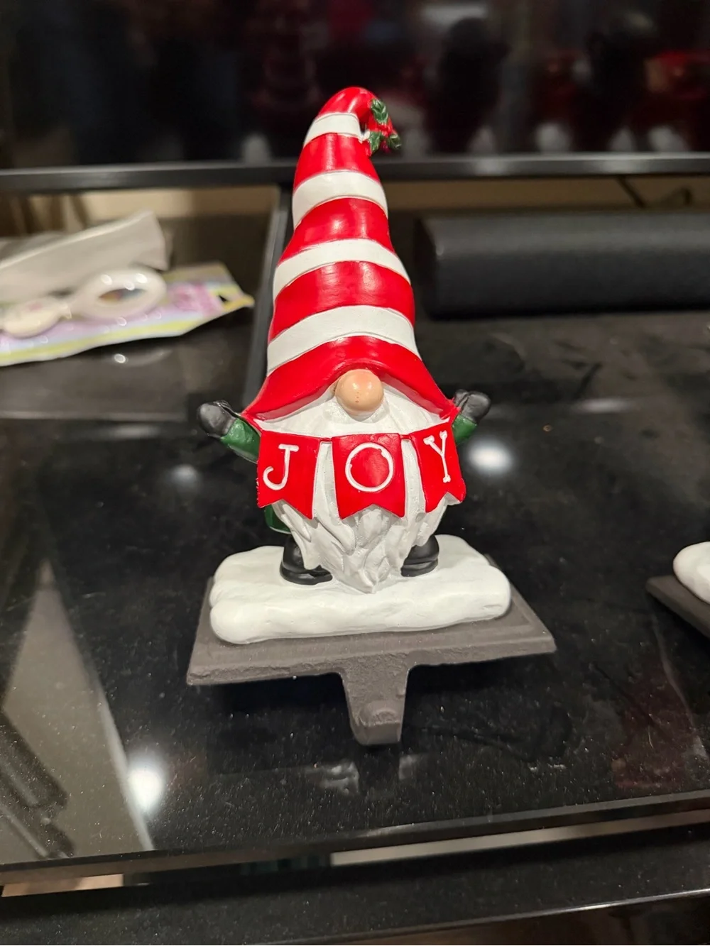 Pier 1 import Christmas decor Holiday Stocking Holders Set of 4 Joy theme